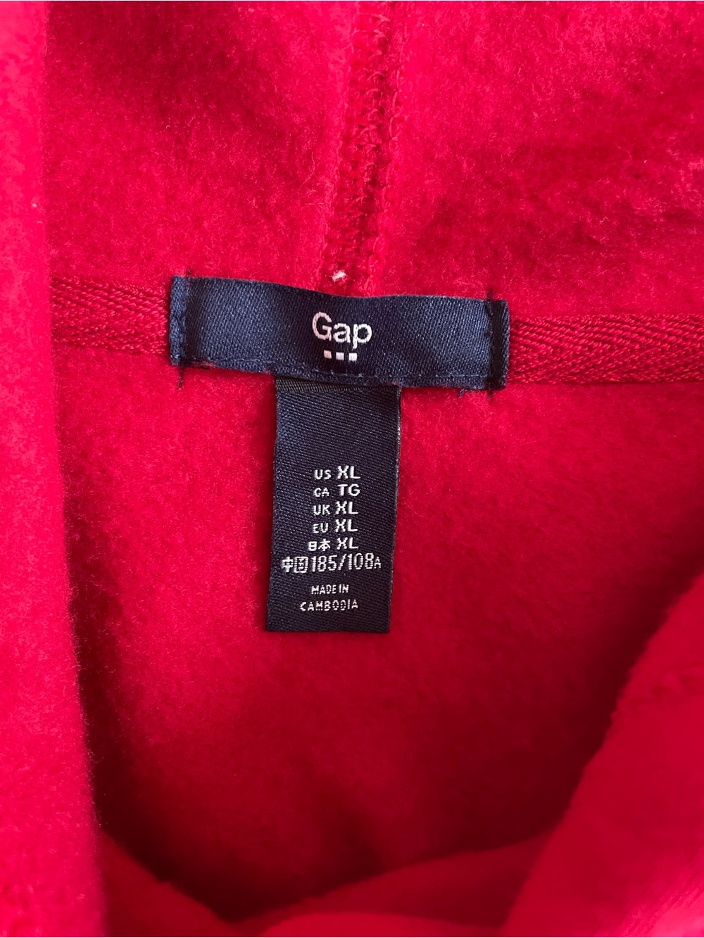 GAP Red Pullover Hoodie with Black Trim Logo - Picture 5 of 6